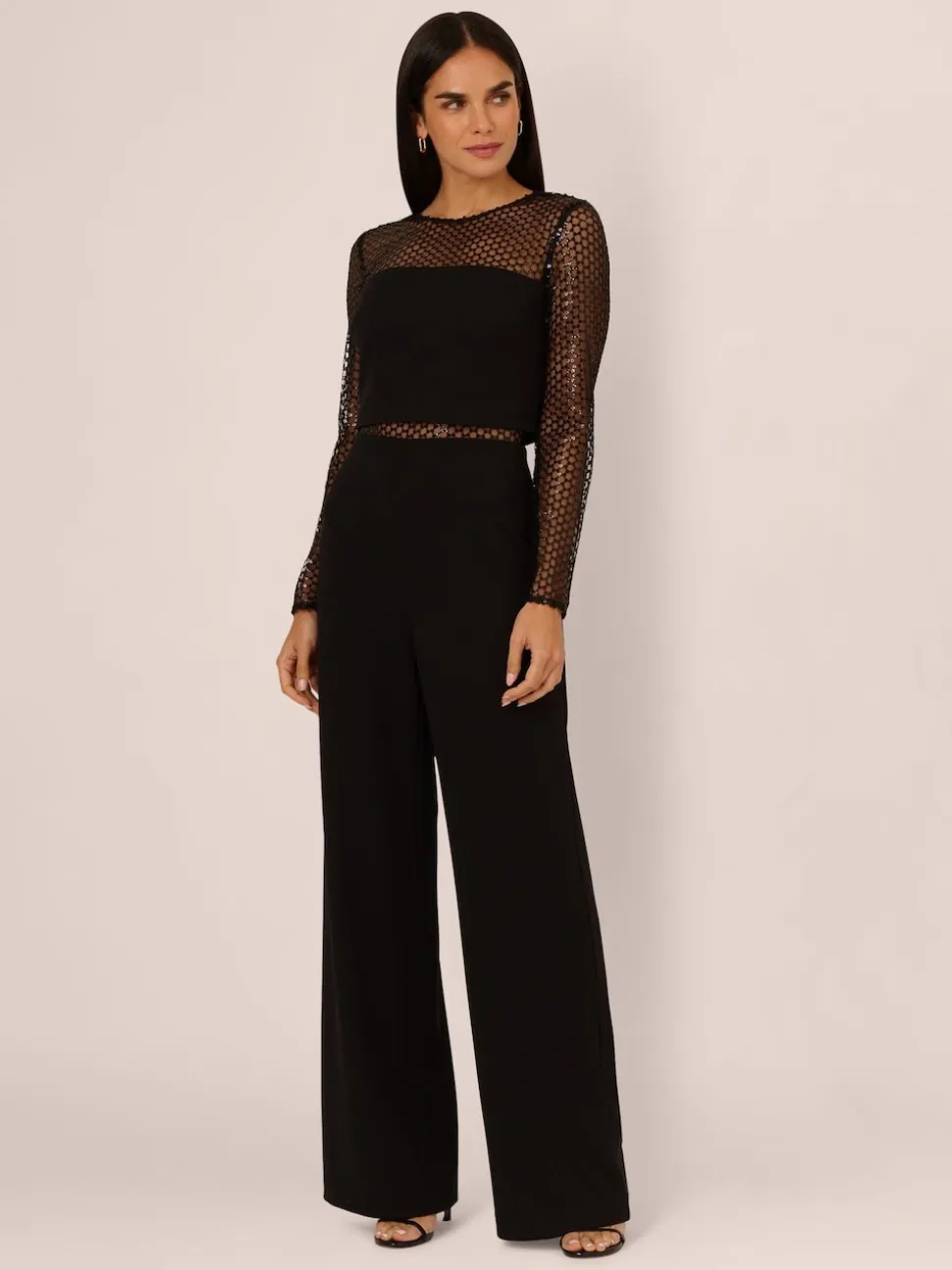 Adrianna Papell Black Knit Crepe Jumpsuit
