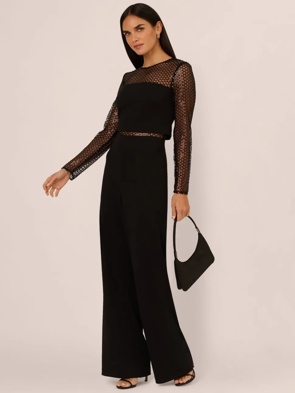 Adrianna Papell Black Knit Crepe Jumpsuit