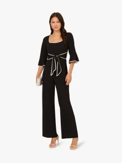 Adrianna Papell Black Ruffle Sleeve Jumpsuit