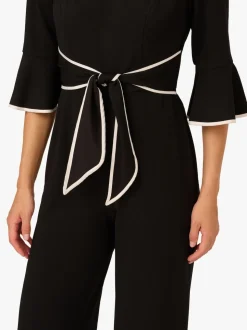 Adrianna Papell Black Ruffle Sleeve Jumpsuit