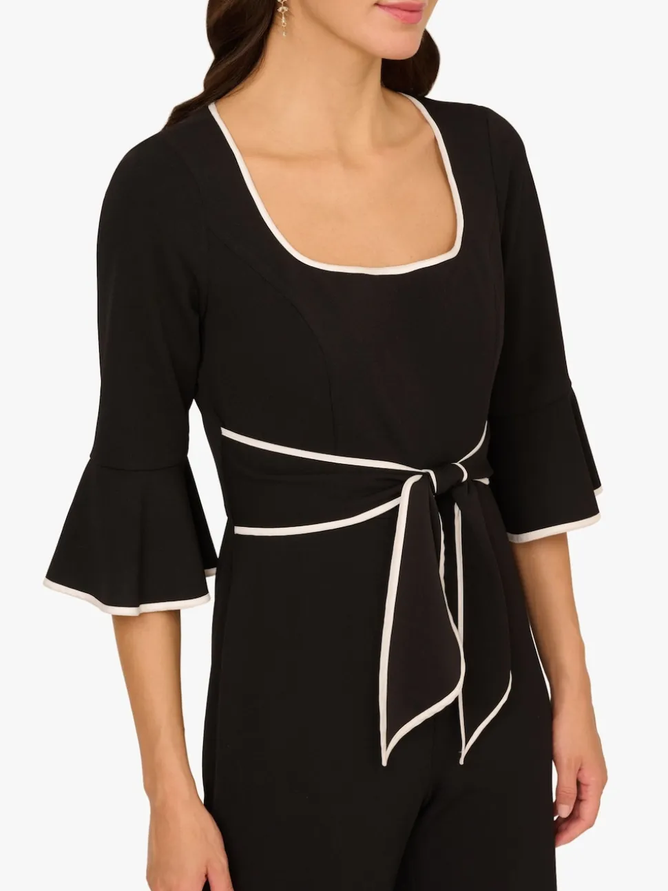 Adrianna Papell Black Ruffle Sleeve Jumpsuit
