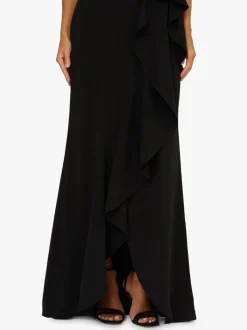 Adrianna Papell Black Strapless Bead Mesh Dress