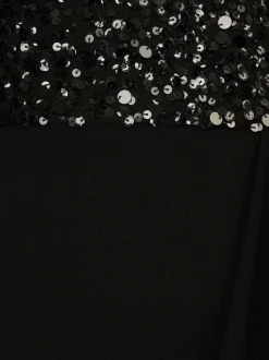 Adrianna Papell Black Strapless Bead Mesh Dress