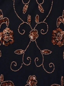 Adrianna Papell Black Studio Beaded Blouson Long Dress