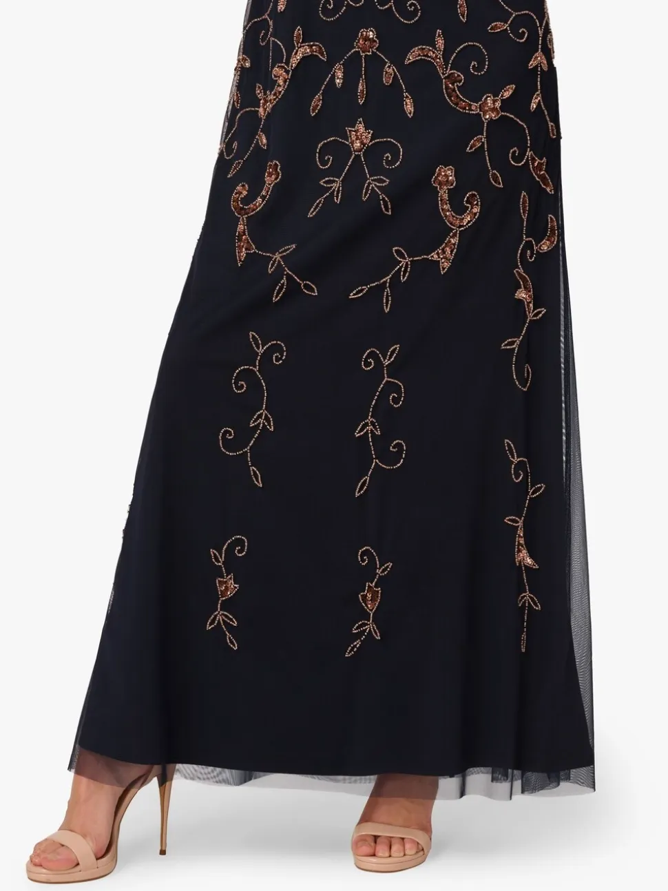 Adrianna Papell Black Studio Beaded Blouson Long Dress