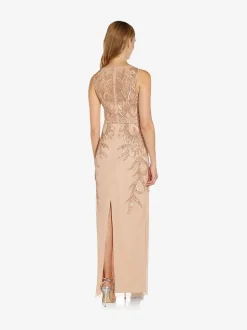 Adrianna Papell Pink Studio Beaded Column Long Dress