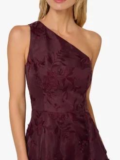 Adrianna Papell Purple Embroidered Ruffle Gown