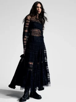 AllSaints Black Arlea Tulle Skirt