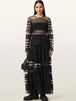 AllSaints Black Arlea Tulle Skirt