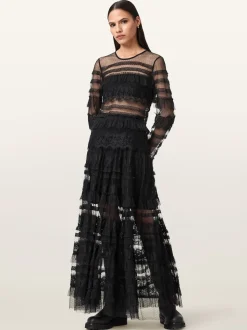 AllSaints Black Arlea Tulle Skirt