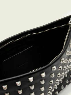 AllSaints Black Bettina Emb Clutch