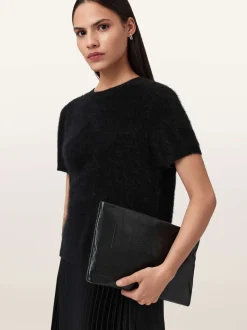 AllSaints Black Bettina Eel Clutch