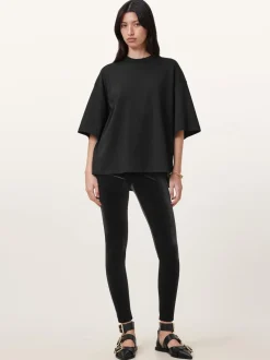 AllSaints Black Cora Velvet Leggings
