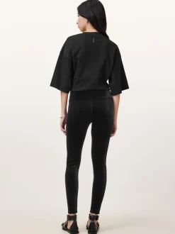 AllSaints Black Cora Velvet Leggings