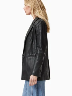 AllSaints Black Deri Leather Blazer