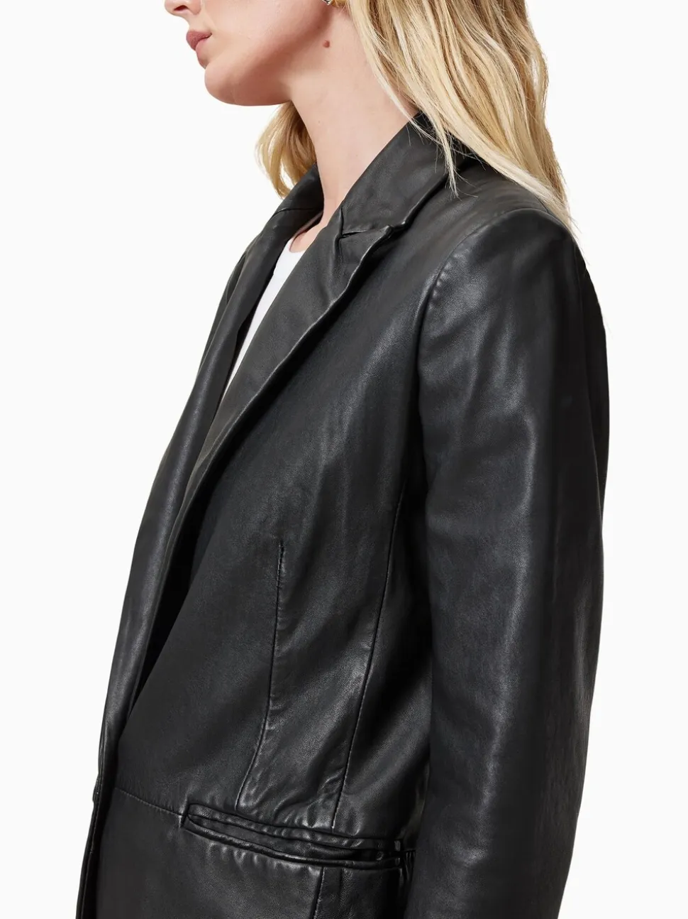 AllSaints Black Deri Leather Blazer
