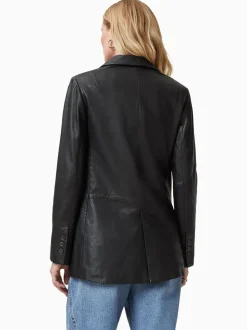 AllSaints Black Deri Leather Blazer
