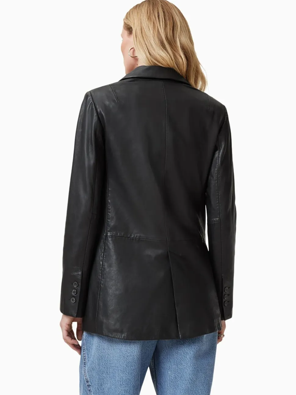 AllSaints Black Deri Leather Blazer