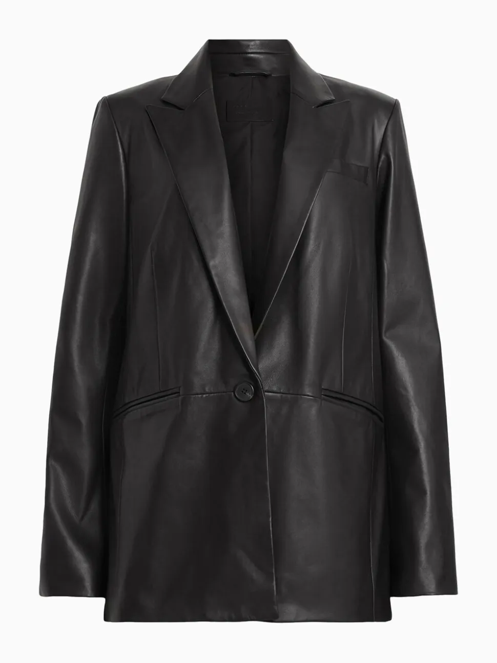 AllSaints Black Deri Leather Blazer