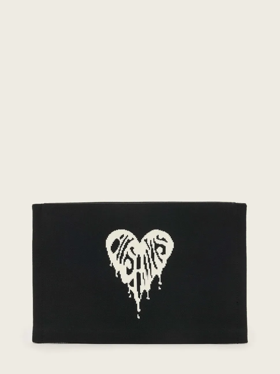 AllSaints Black Izzy Heart Clutch