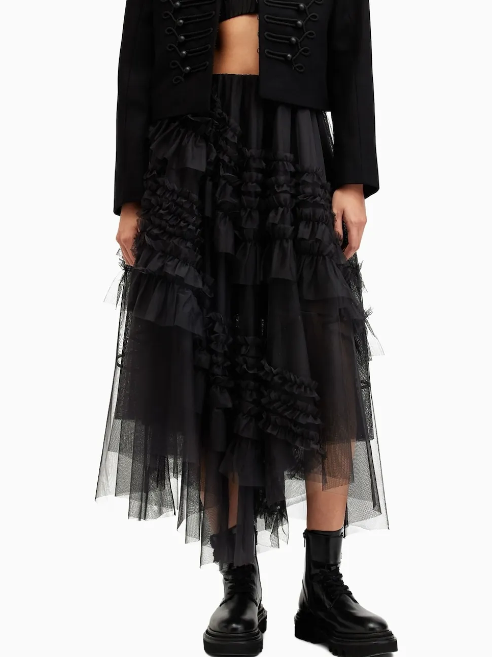 AllSaints Black Jen Tulle Skirt