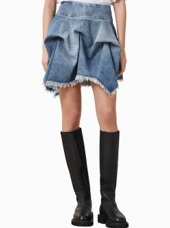 AllSaints Blue Crissy Denim 100% Cotton Skirt