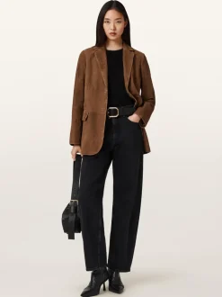 AllSaints Brown Arna Suede Blazer