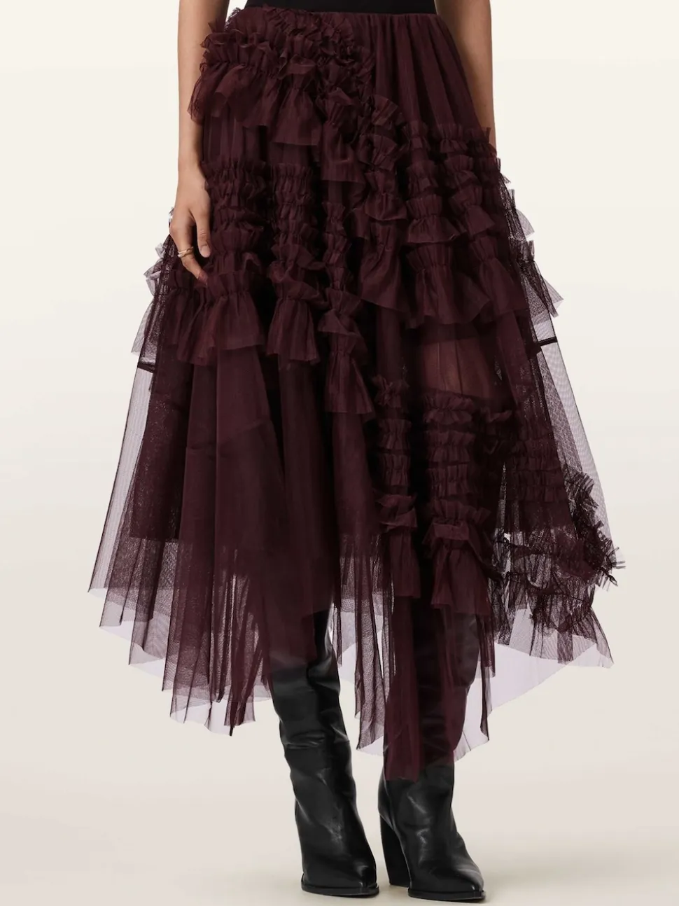 AllSaints Red Jen Tulle Skirt