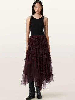 AllSaints Red Jen Tulle Skirt