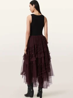 AllSaints Red Jen Tulle Skirt