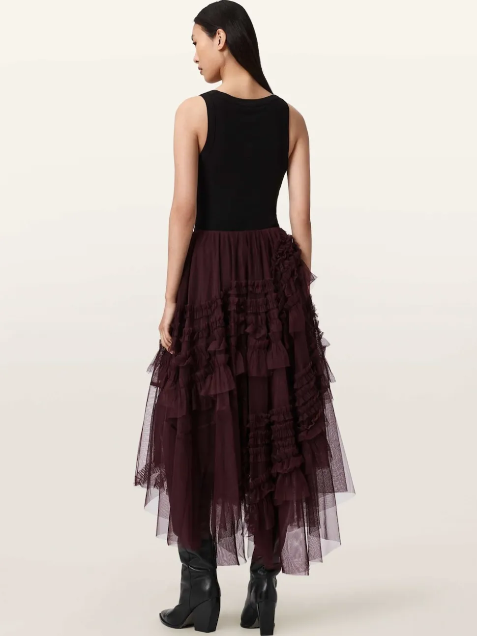 AllSaints Red Jen Tulle Skirt