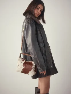 Animal Leather Scooped Hand Held Bag