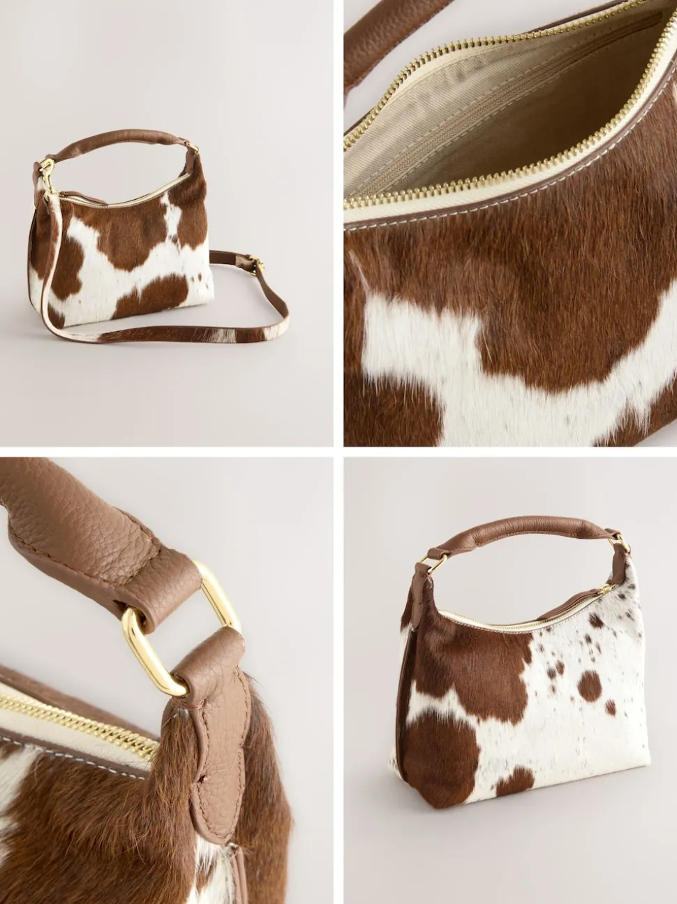 Animal Leather Scooped Hand Held Bag