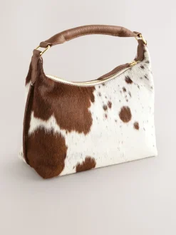 Animal Leather Scooped Hand Held Bag