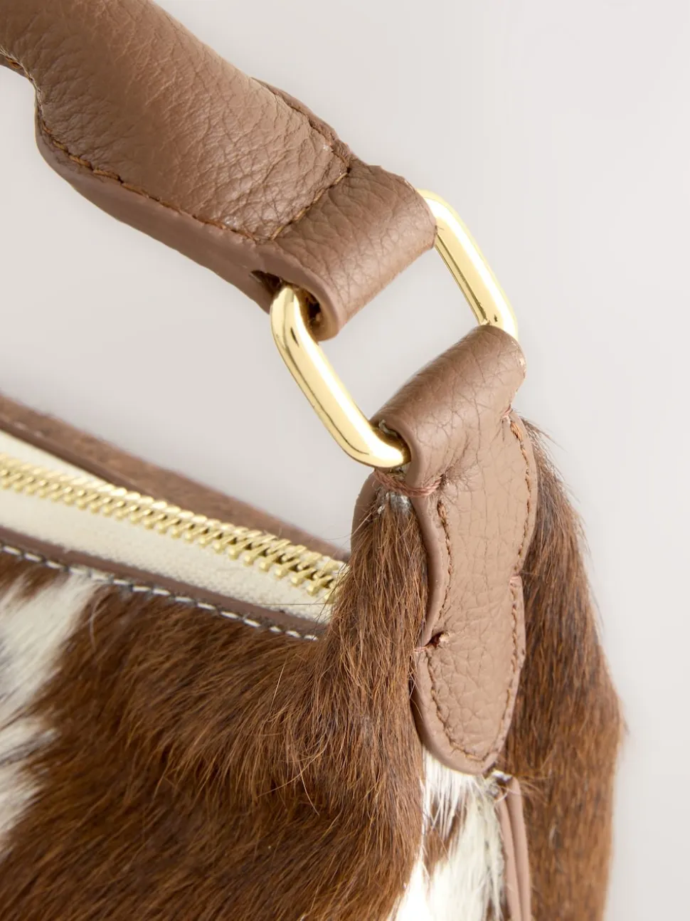 Animal Leather Scooped Hand Held Bag