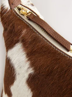 Animal Leather Scooped Hand Held Bag