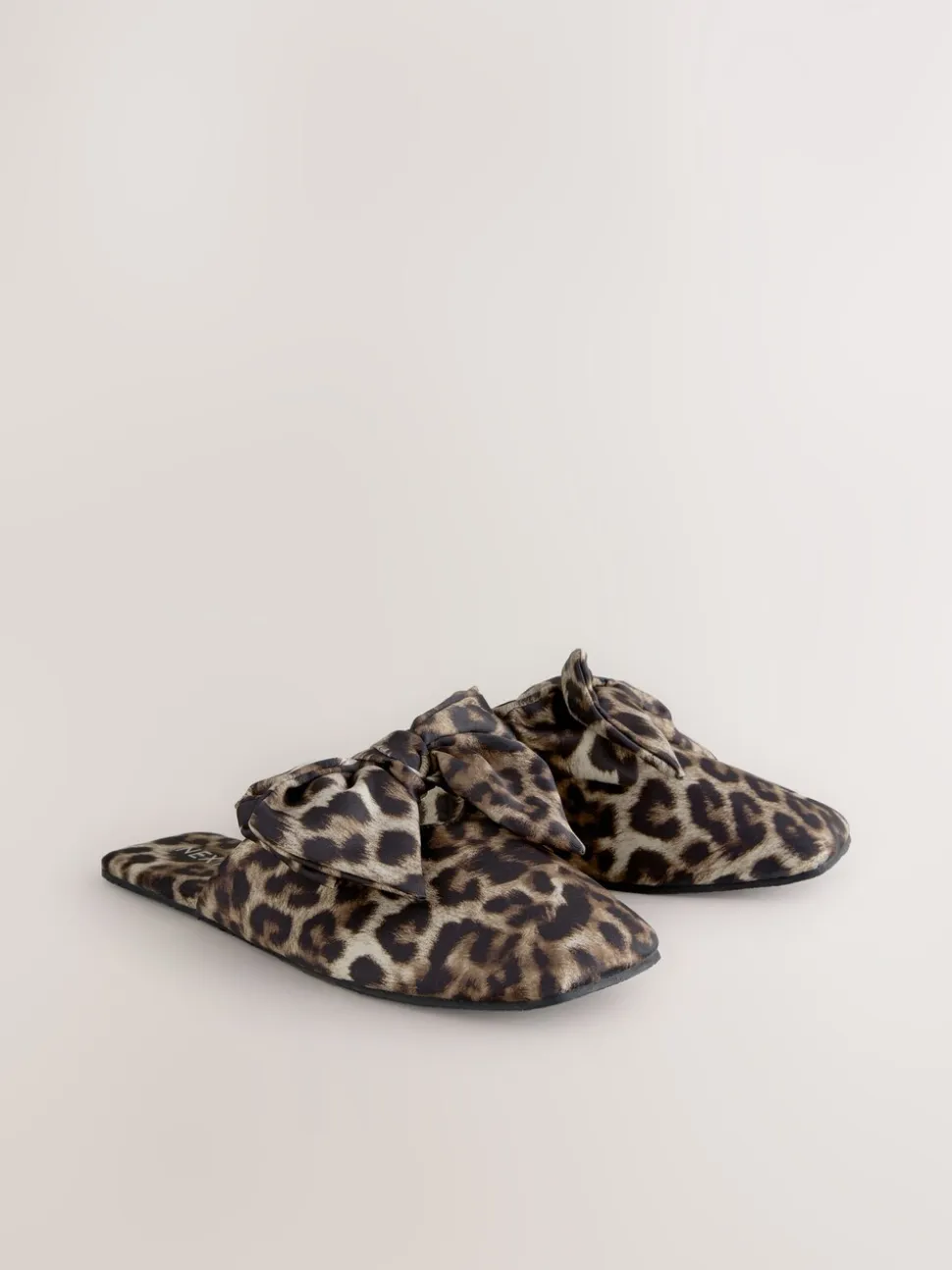 Animal Linen Blend Bow Mule Slippers