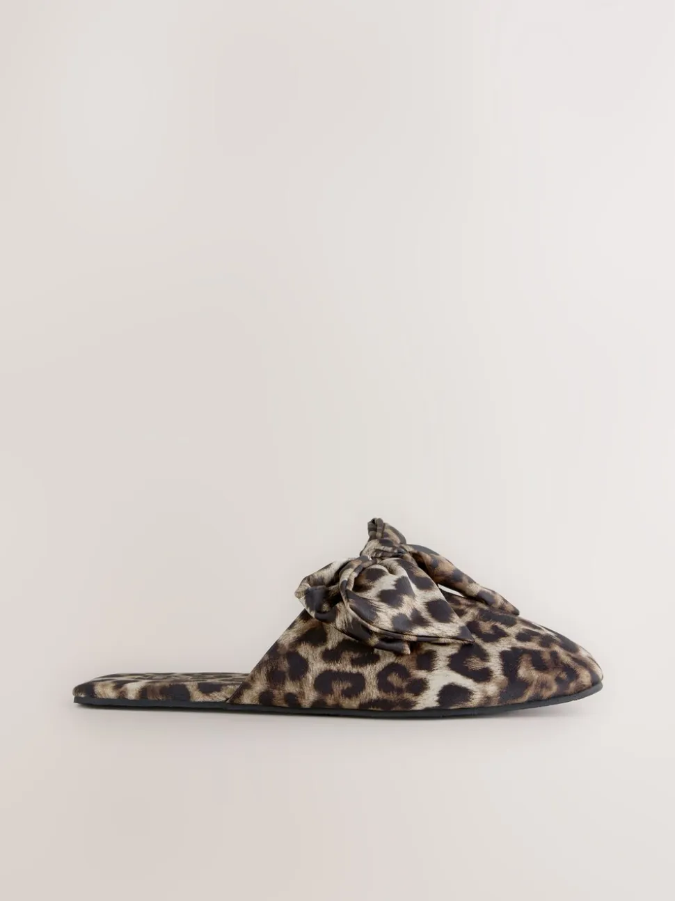 Animal Linen Blend Bow Mule Slippers