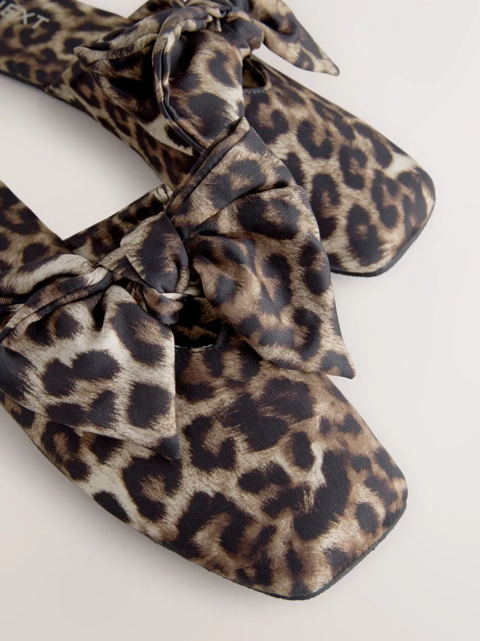 Animal Linen Blend Bow Mule Slippers