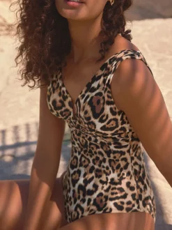 Animal Plunge Shaping Tummy Control Swimsuit