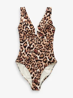 Animal Plunge Shaping Tummy Control Swimsuit