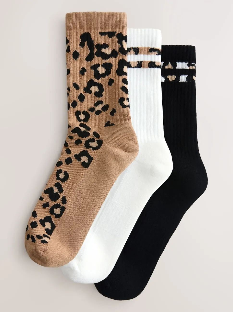 Animal Stripe Cushion Sole Ribbed Sport Ankle Socks 3 Pack With Arch Support