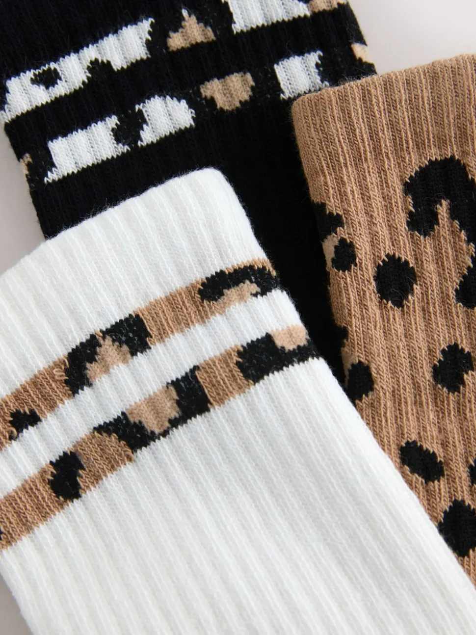 Animal Stripe Cushion Sole Ribbed Sport Ankle Socks 3 Pack With Arch Support