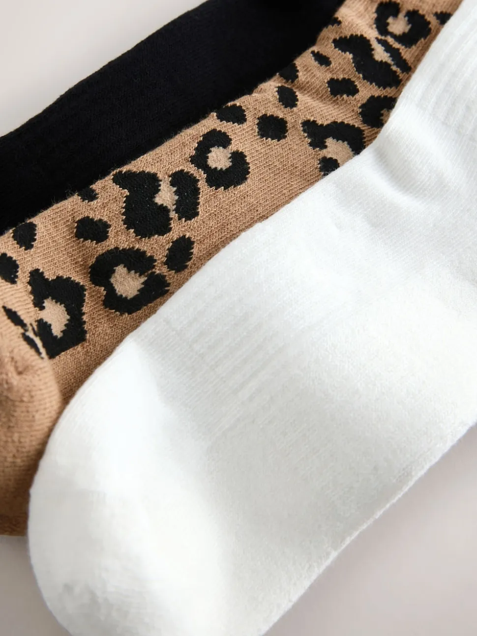 Animal Stripe Cushion Sole Ribbed Sport Ankle Socks 3 Pack With Arch Support