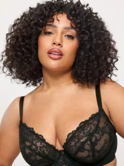 Ann Summers Black & White DD+ Non Pad Plunge Sexy Lace Underwired Bras 2 Pack
