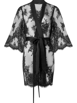 Ann Summers Black Availing All Over Lace Robe