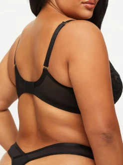 Ann Summers Black DD+ Non Pad Balcony Icon Embroidered Bra