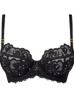Ann Summers Black DD+ Non Pad Balcony Icon Embroidered Bra