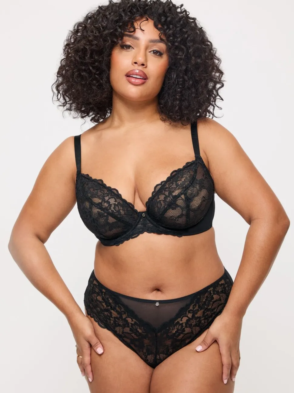 Ann Summers Black DD+ Non Pad Plunge Sexy Lace Bra