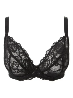 Ann Summers Black DD+ Non Pad Plunge Sexy Lace Bra